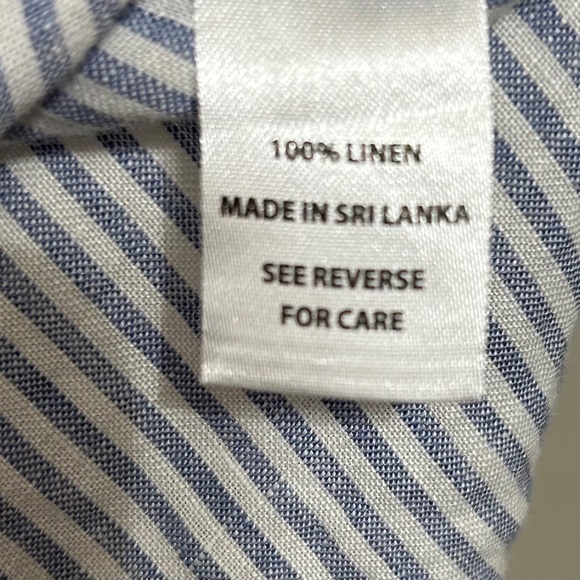 Spartina Women's Tunic Blouse XL 100% Linen Blue White Green Striped Embroidered - Picture 5 of 9